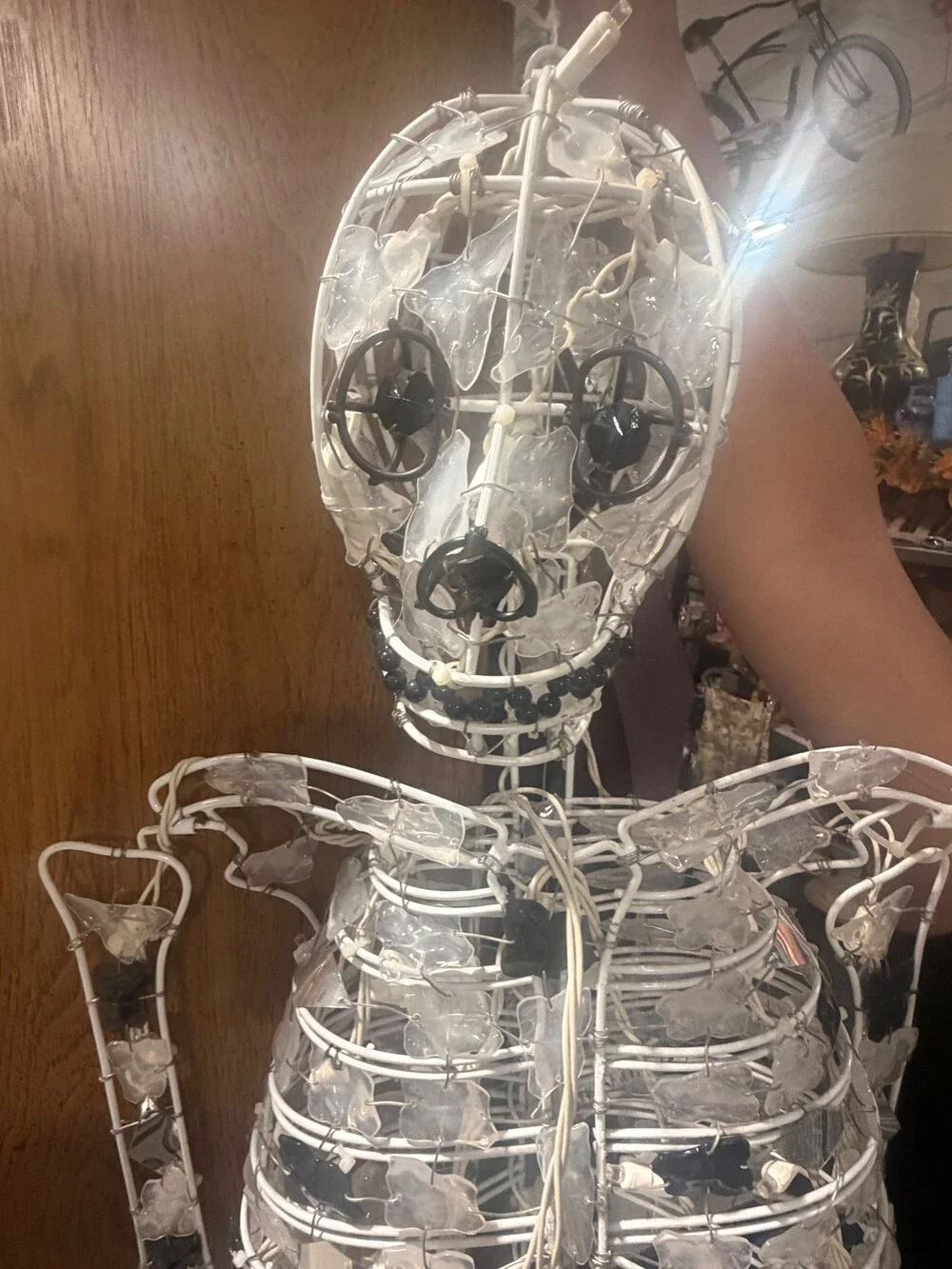 Skeleton String Lights Battery Operated White Wire Frame Halloween Decor